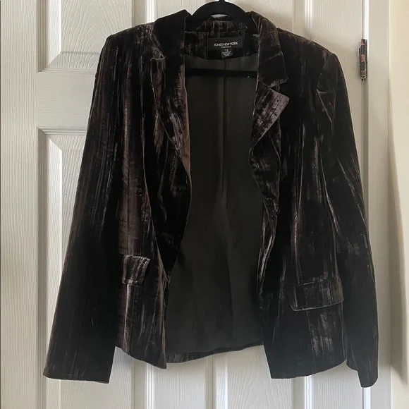 Set of 2 items vintage 1990s velvet blazer and fur collar cowl shawl hippie - Picture 4 of 7